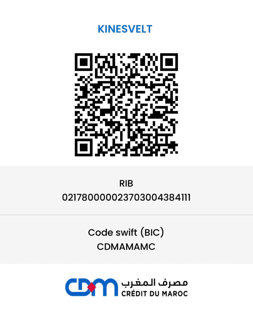 Informations bancaires Kinesvelt