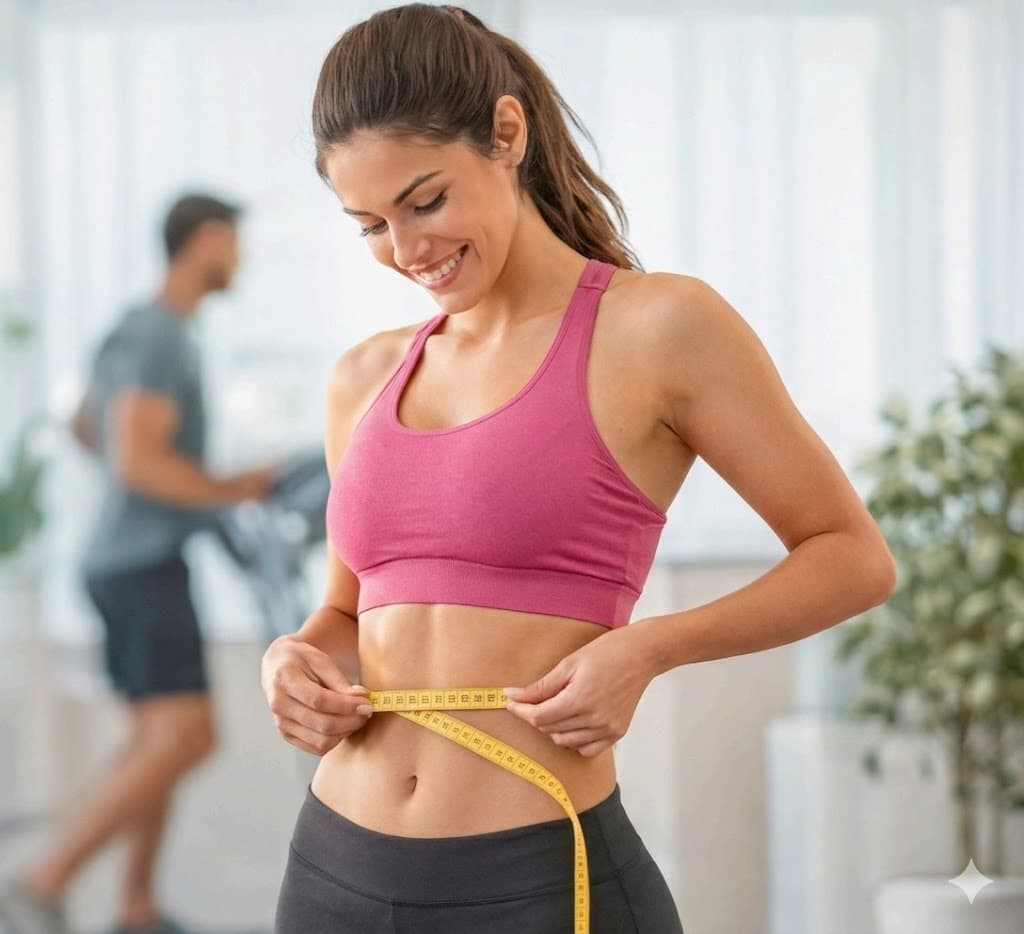 Femme mesurant sa taille